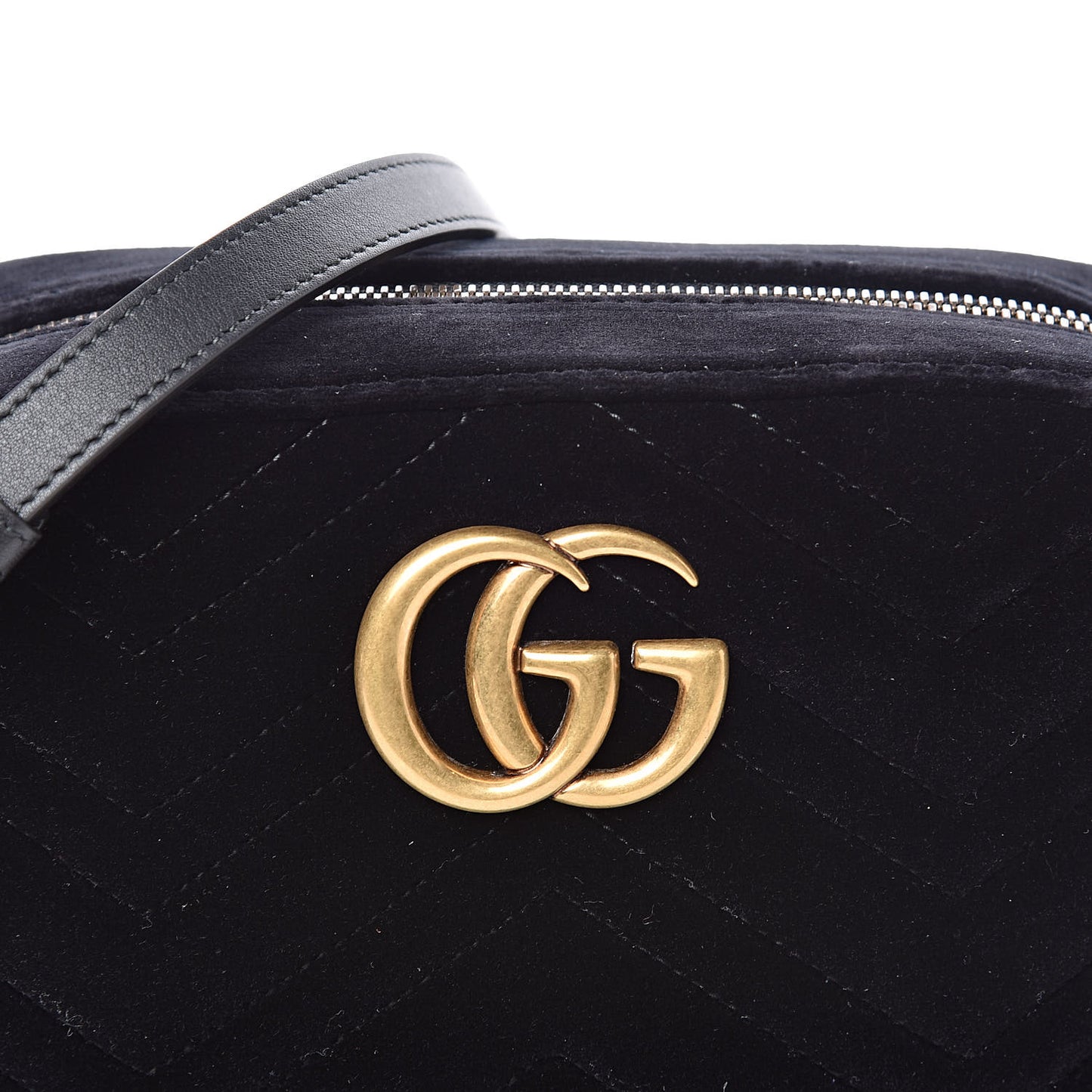 Velvet Matelasse Small GG Marmont Chain Shoulder Bag Black