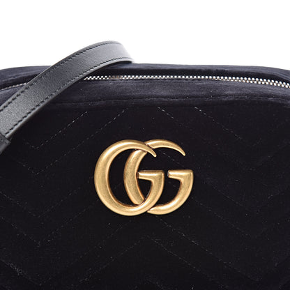 Gucci Velvet Matelasse Small GG Marmont Chain Shoulder Bag Black 10 of 10