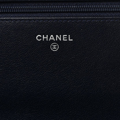 Chanel Sheepskin Quilted Vintage Mademoiselle Wallet On Chain WOC Navy 6 of 8