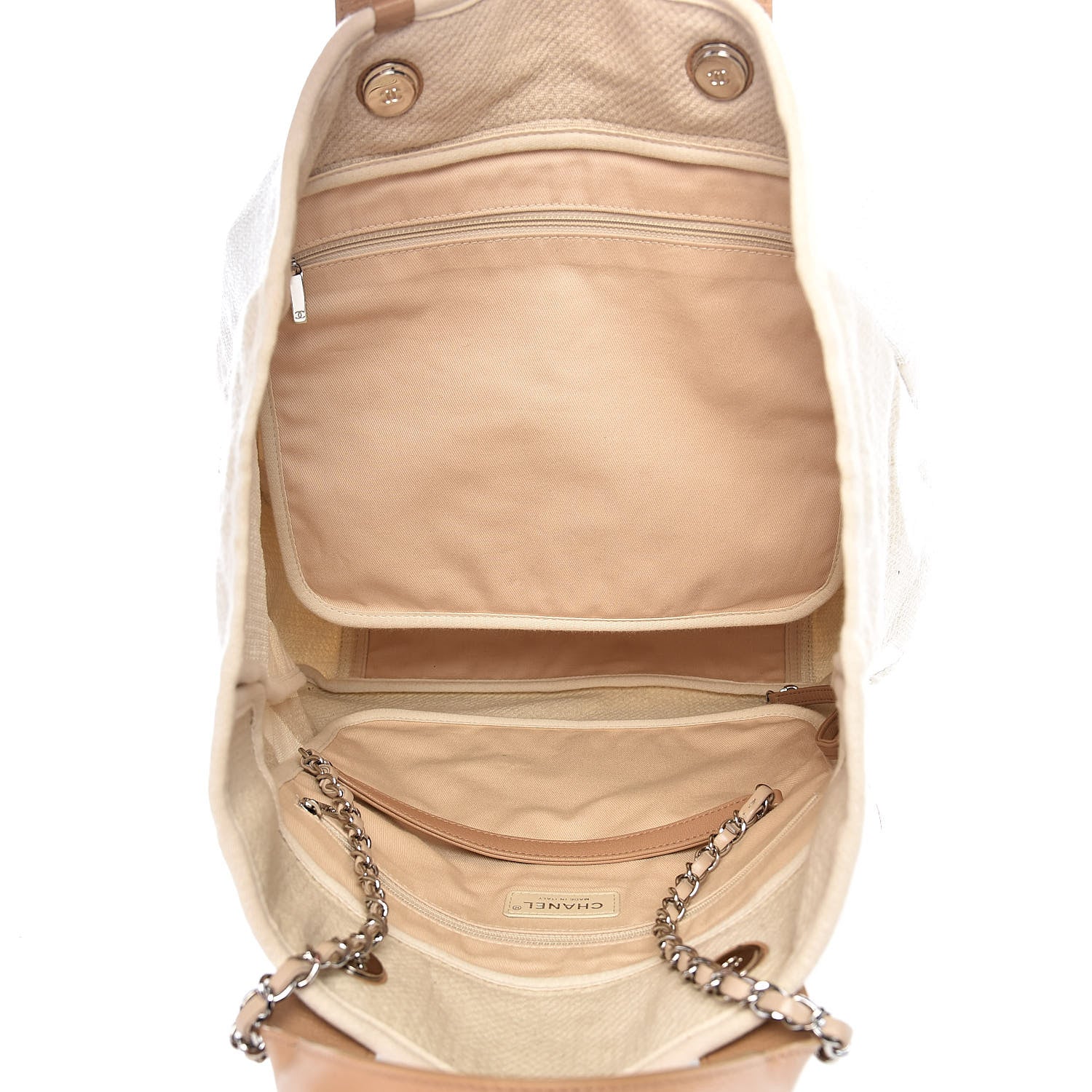 Chanel Canvas Large Shopping Tote White Beige 5 of 16