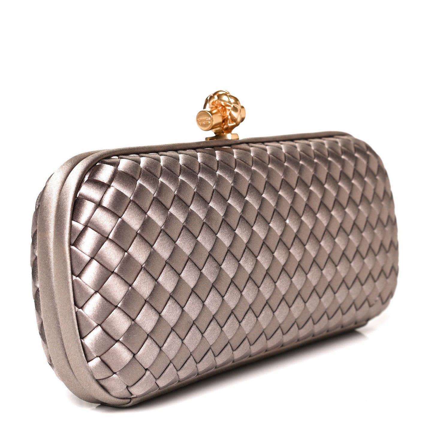 Satin Intreccio Impero Stretch Knot Clutch Limestone