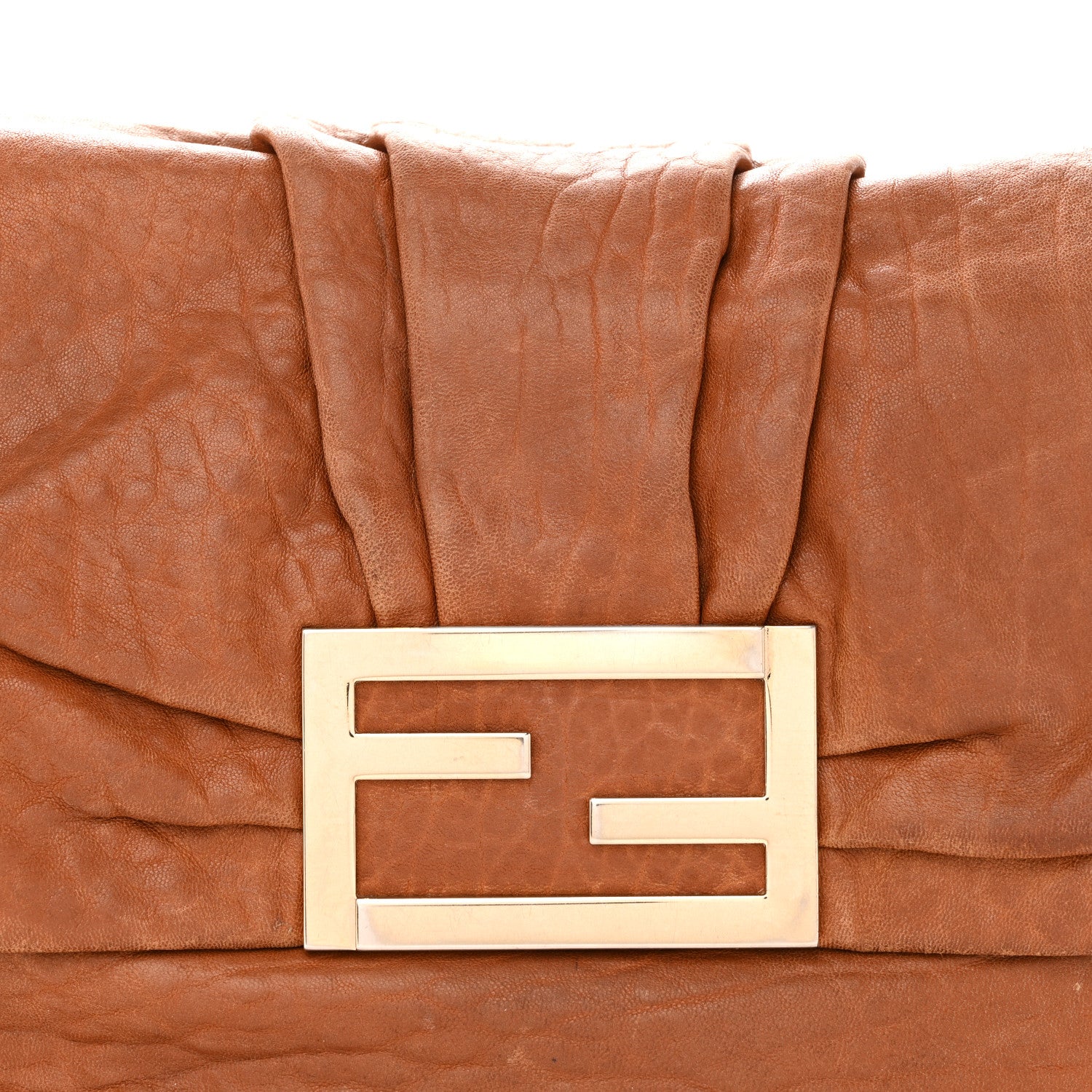 Fendi Crinkled Lambskin Mia Shoulder Flap Camel 8 of 15