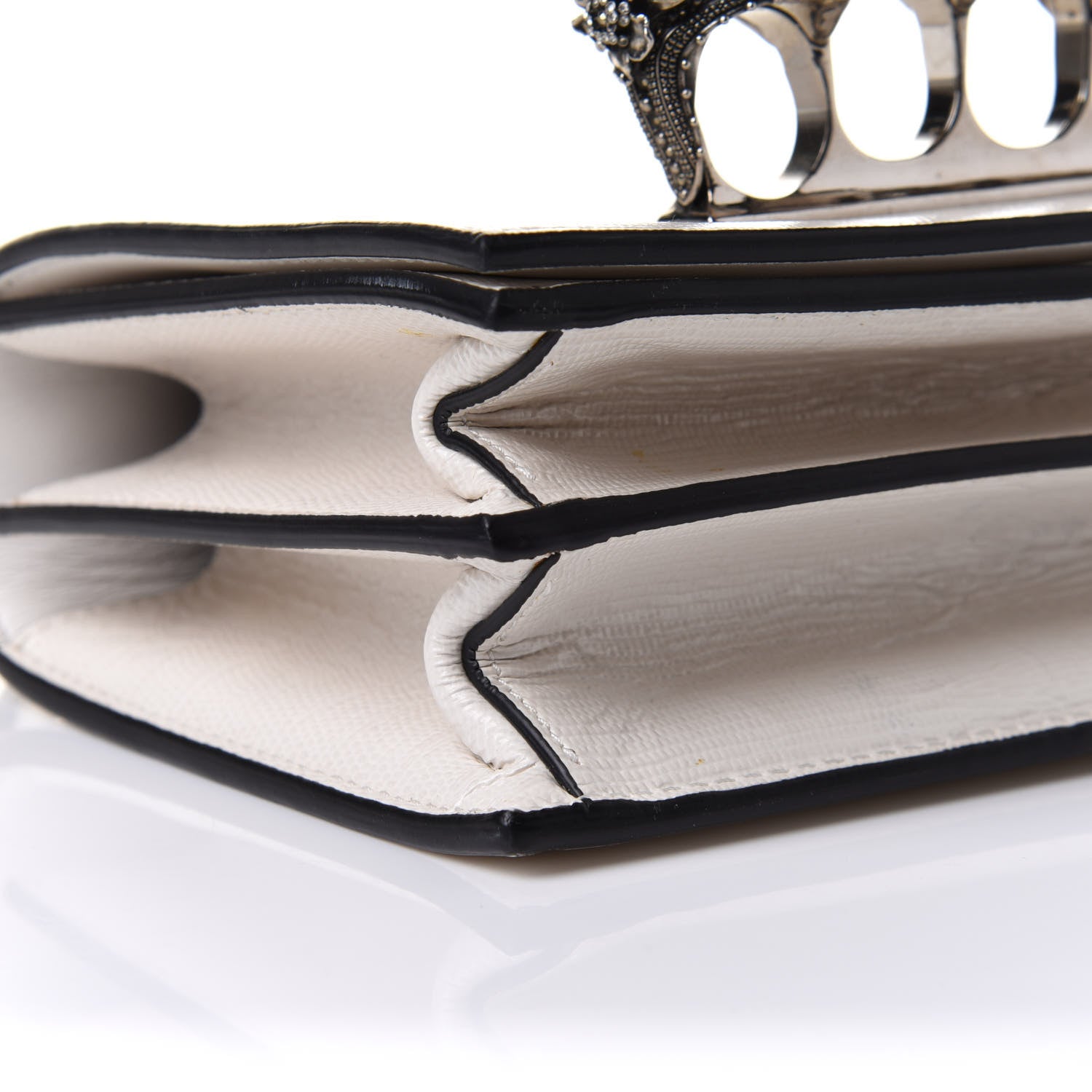 Alexander McQueen Lizard Embossed Calfskin Butterfly Knuckle Crossbody White 10 of 12