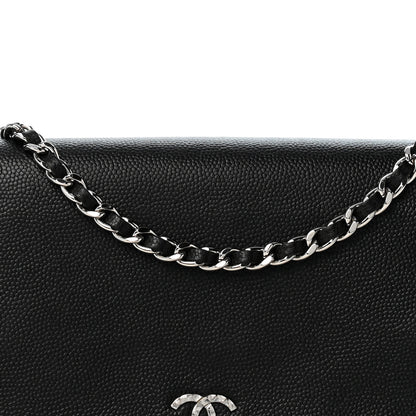 Chanel Caviar Sevruga Wallet on Chain WOC Black 9 of 13