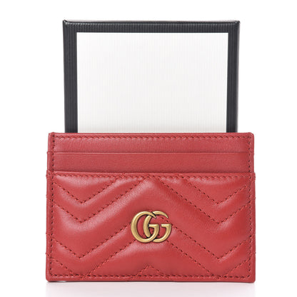 Gucci Calfskin Matelasse GG Marmont Card Holder Hibiscus Red 7 of 7