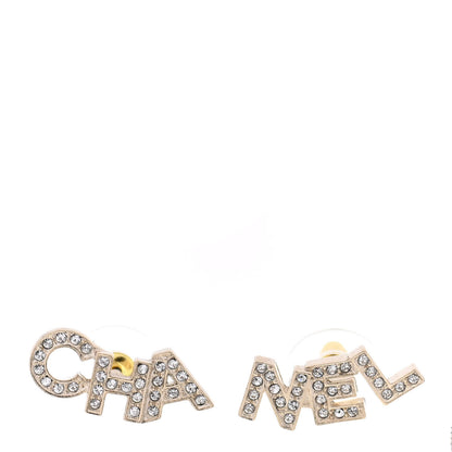 Chanel Crystal Pearl Signature Stud Earrings Gold 1 of 4