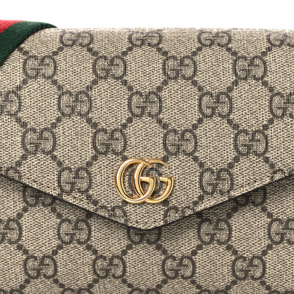 Gucci GG Supreme Monogram Textured Dollar Calfskin Web Mini Ophidia Envelope Shoulder Bag Beige Ebony 7 of 10