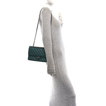 Chanel Caviar Quilted Medium Double Flap Green 2 of 10