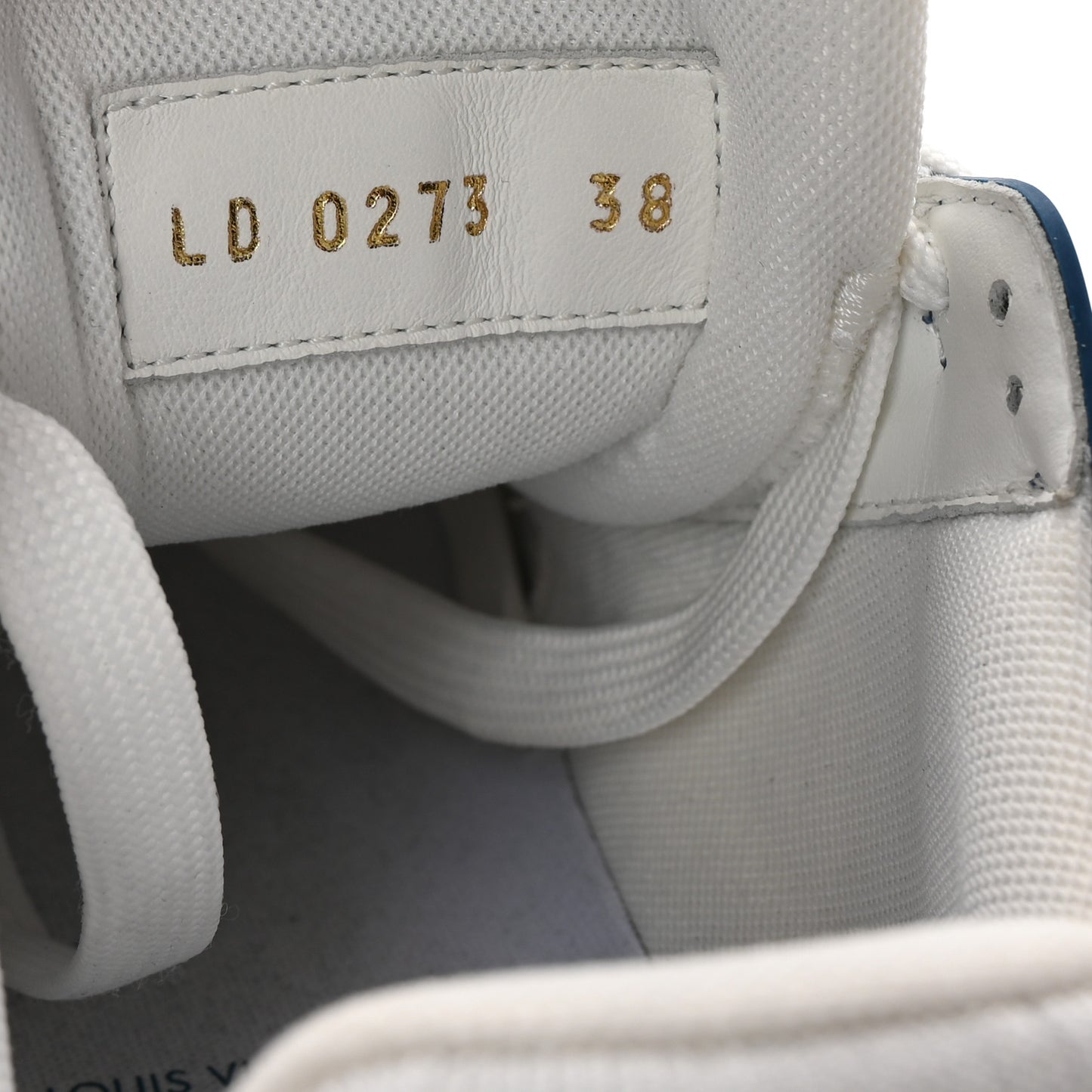 Calfskin Embossed Monogram Denim Womens LV Trainer Sneakers 38 Blue