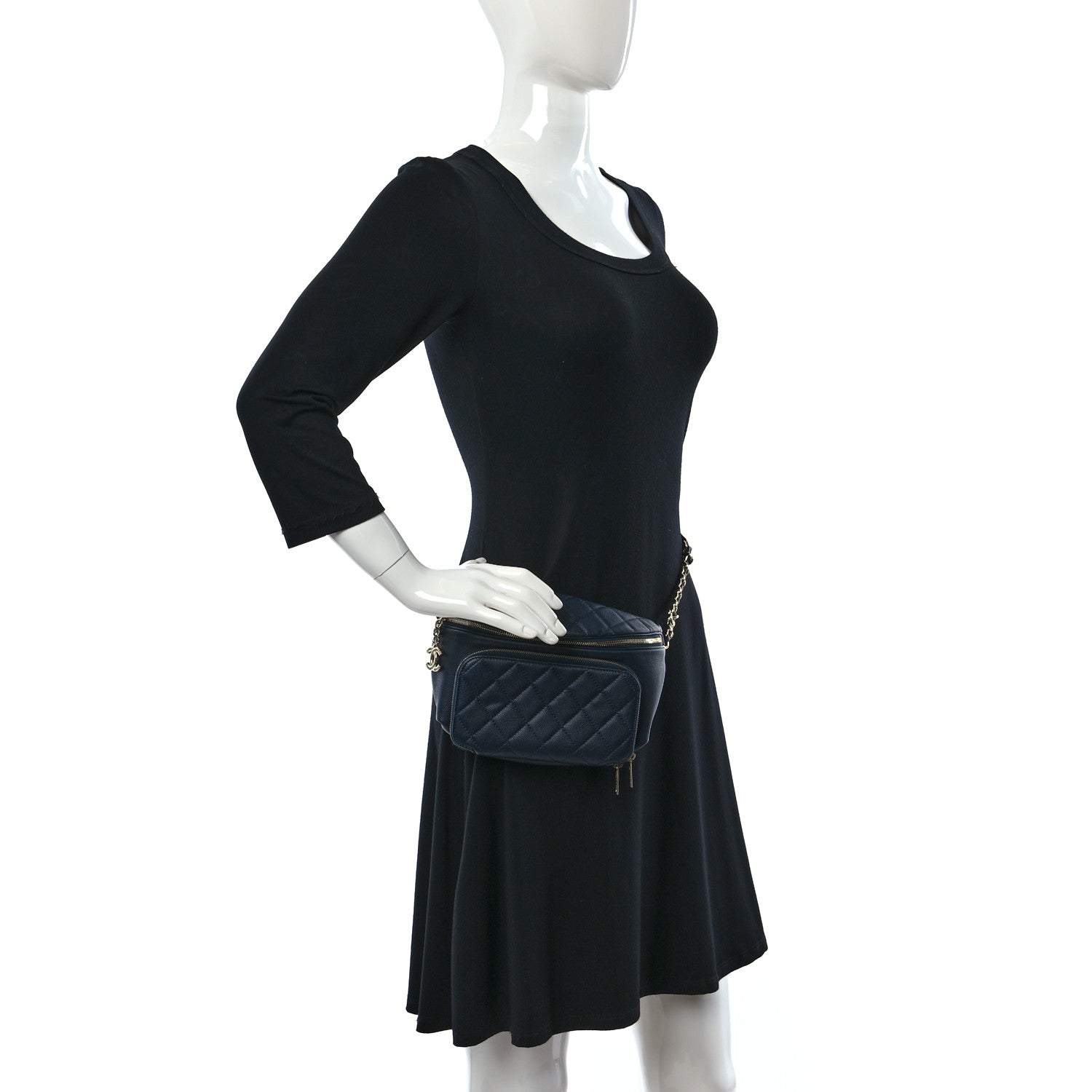 Chanel Caviar Quilted Business Affinity Waist Belt Bag Navy 2 of 11