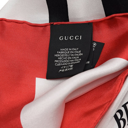 Gucci Silk Gucci World Square Scarf Ivory Red 3 of 4