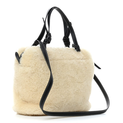 Celine Shearling Small Soft Cube Shoulder Bag Cream Black 2 of 4