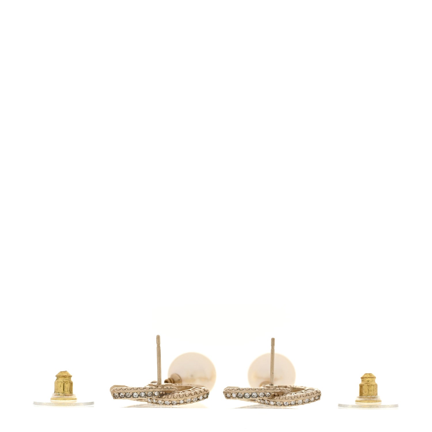 Chanel Crystal Timeless CC Pearl Drop Earrings Light Gold 3 of 6