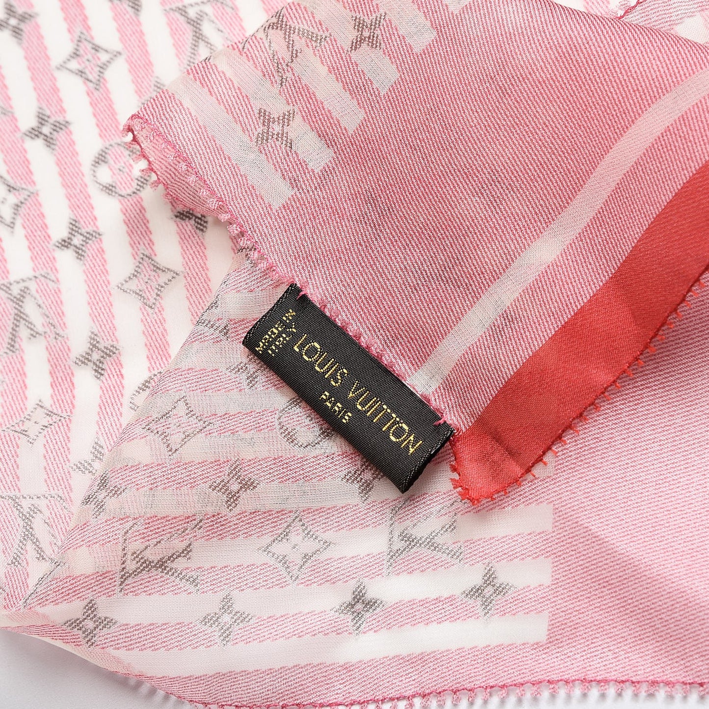 Silk Wool Monogram Rayures Shawl Red