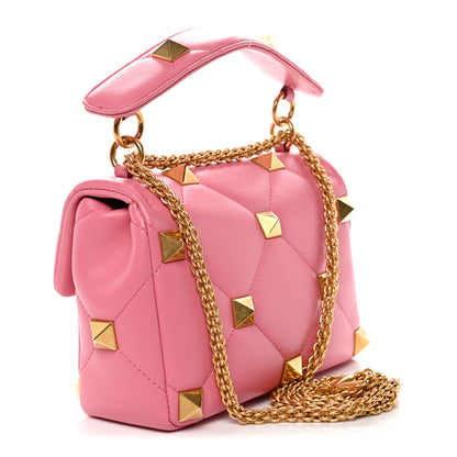 Valentino Garavani Nappa Medium Roman Stud Shoulder Bag Flamingo Pink 3 of 9