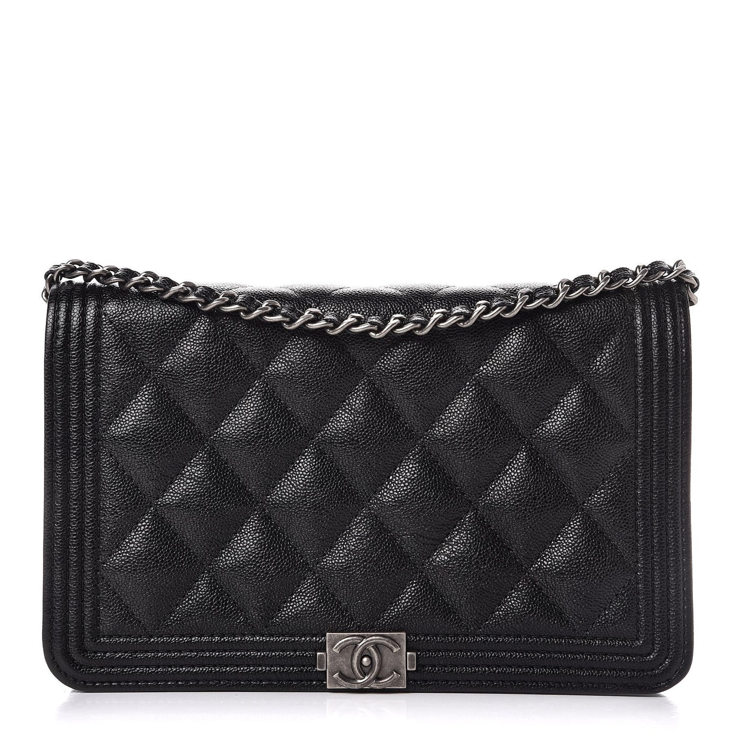 Caviar Quilted Boy Wallet On Chain WOC Black