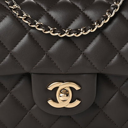 Chanel Lambskin Quilted Mini Top Handle Rectangular Flap Dark Brown 8 of 10