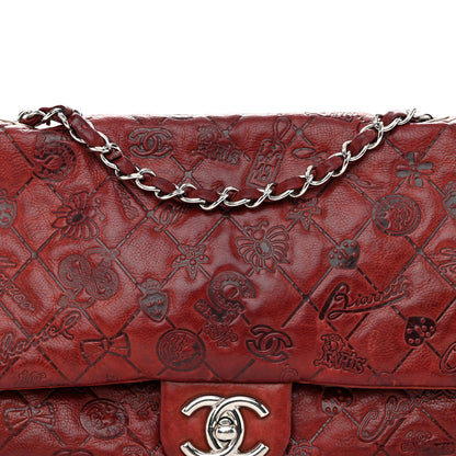 Chanel Calfskin Embossed Large Lucky Symbols Flap Rouge 8 of 13