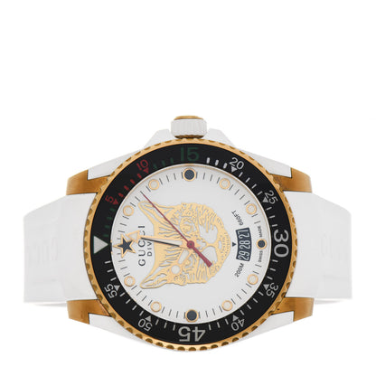 Gucci Stainless Steel Rubber 40mm Dive Feline Quartz Watch White 2 of 7