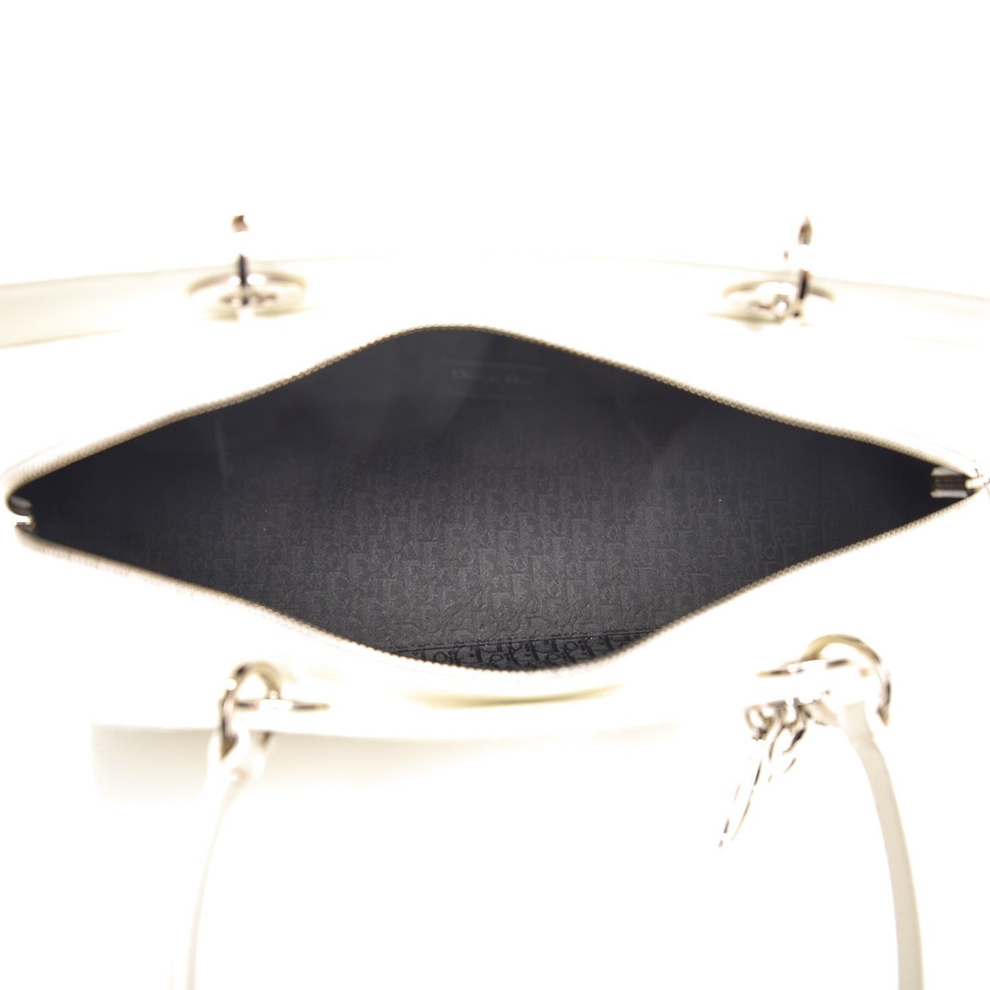 Calfskin Cannage Stitched Large East West Lady Dior White
