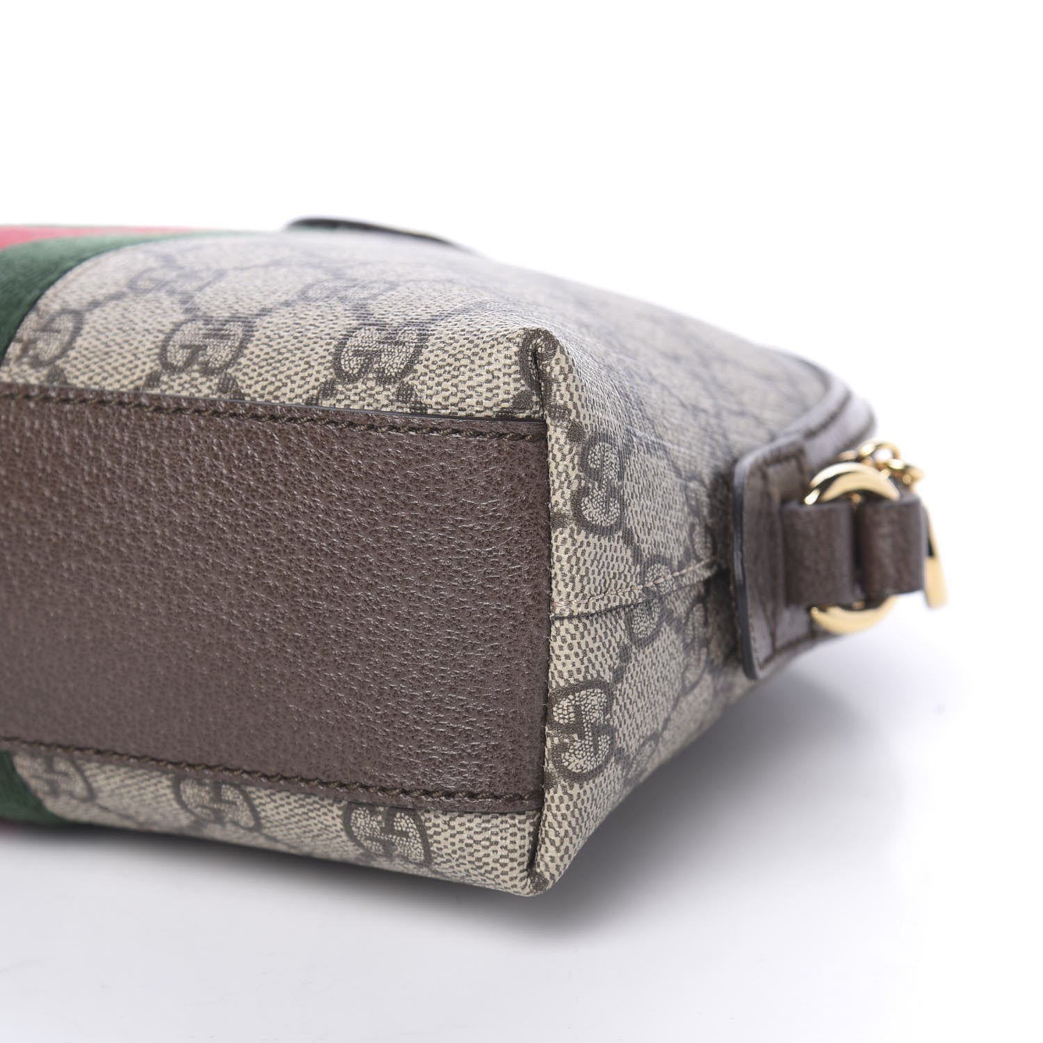 Gucci GG Supreme Monogram Textured Dollar Calfskin Web Small Ophidia Dome Shoulder Bag Beige Ebony New Acero 9 of 10