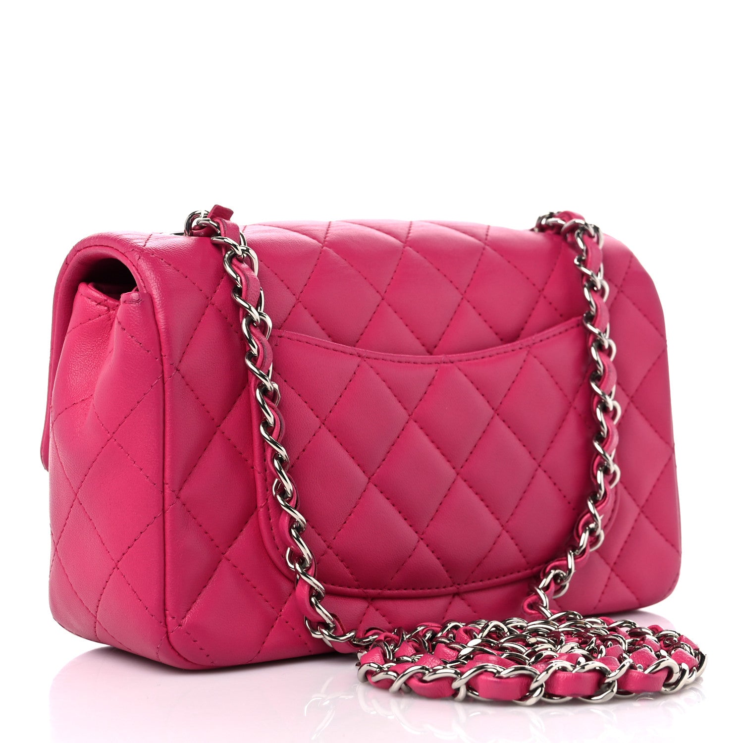 Chanel Lambskin Quilted Mini Rectangular Flap Fuchsia 3 of 11