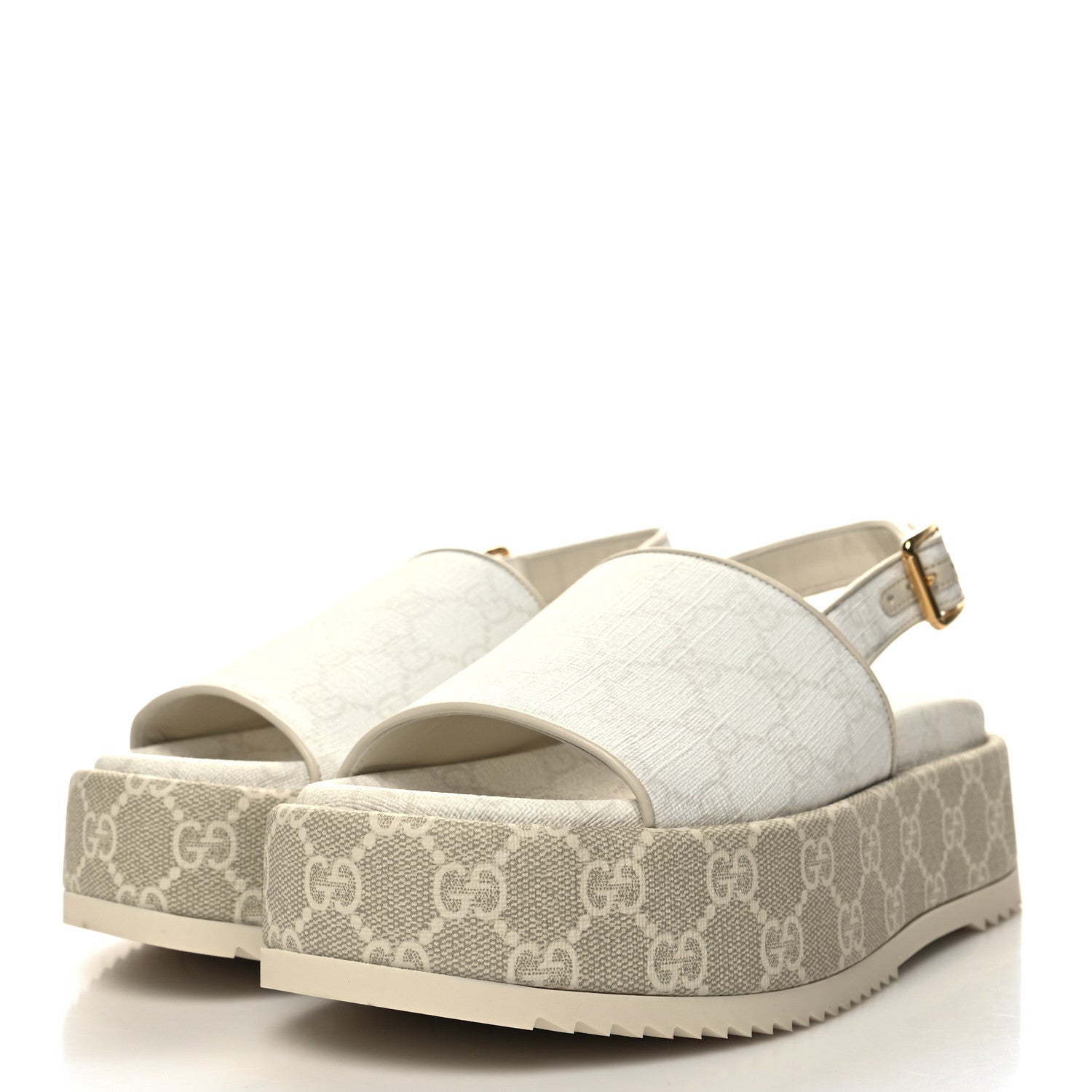 Gucci GG Supreme Monogram Angelina Platform 35mm Slingback Sandals 36 White Mystic White 3 of 9