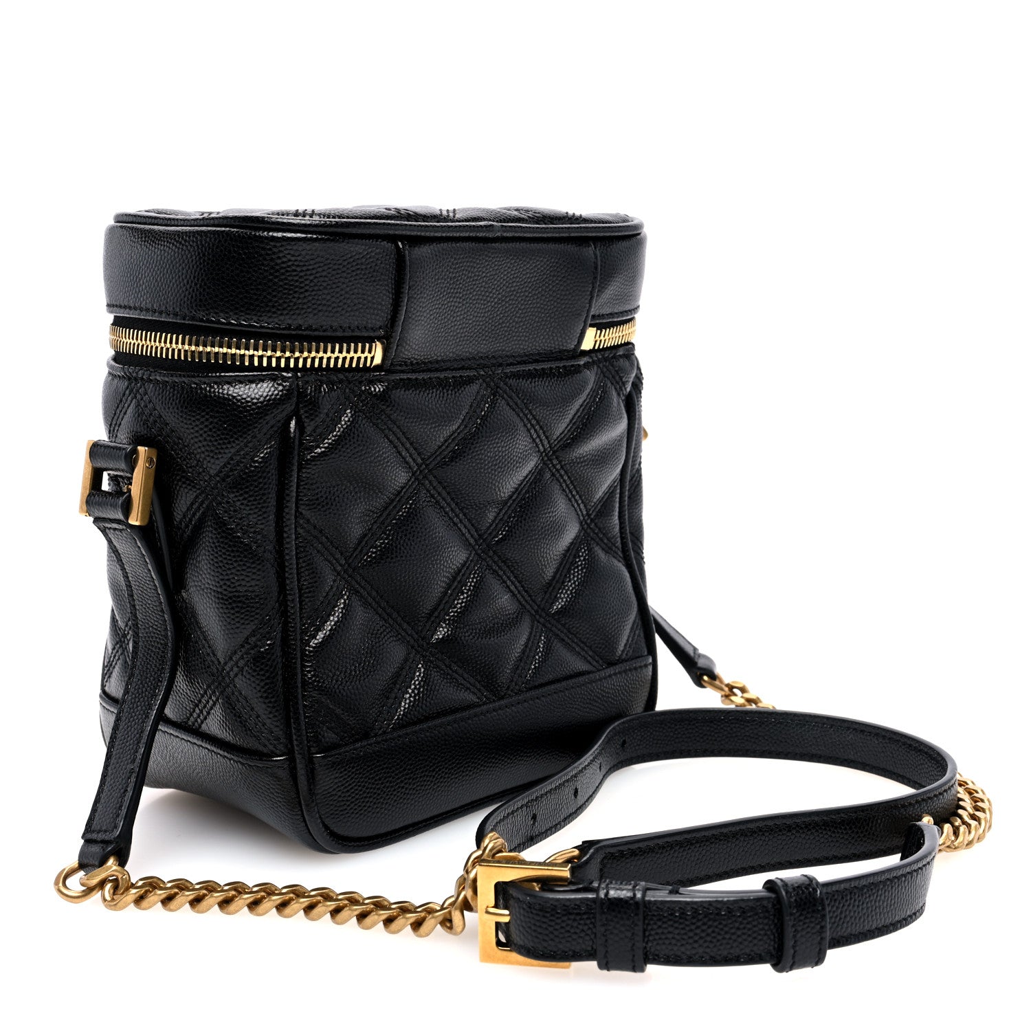 Saint Laurent Grain de Poudre Quilted 80's Vanity Bag Black 3 of 9