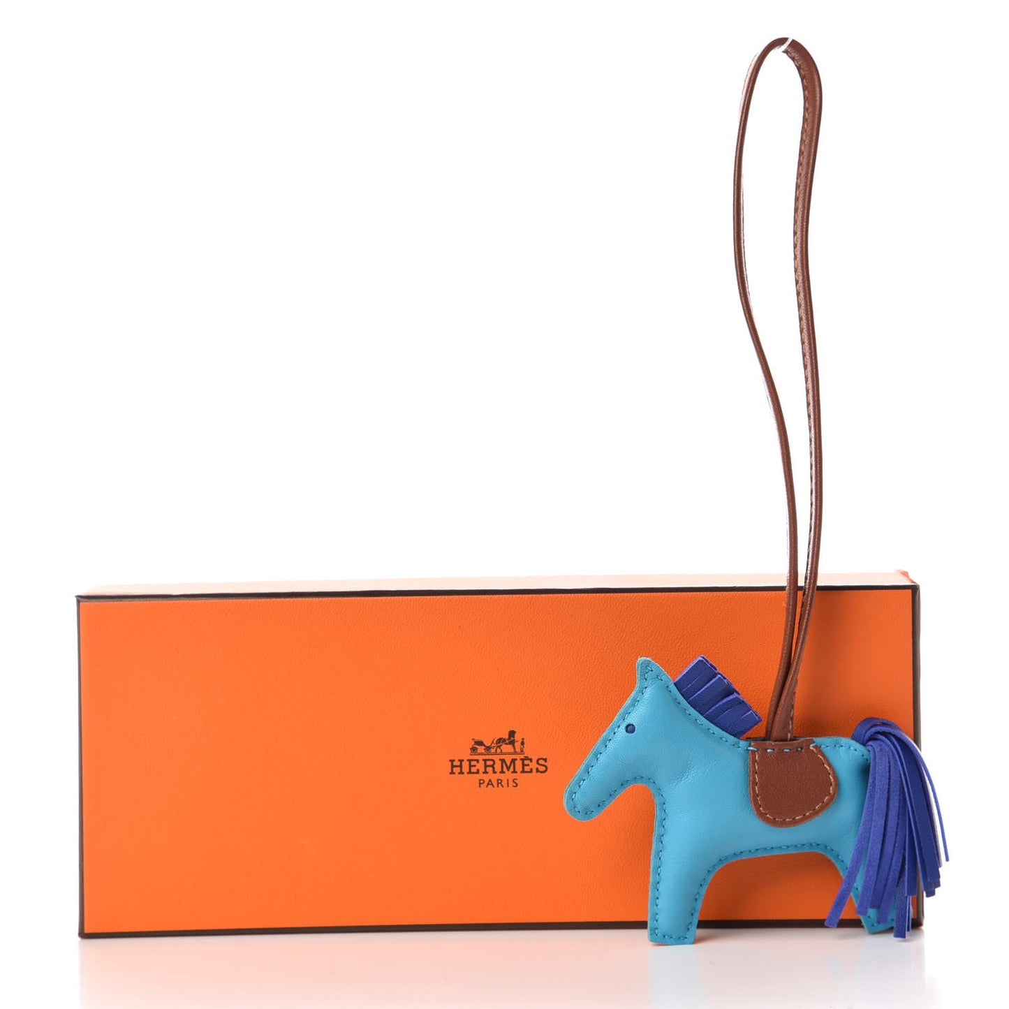 Milo Lambskin Grigri Rodeo Horse Bag Charm PM Bleu Azteque Bleu Electrique Fauve