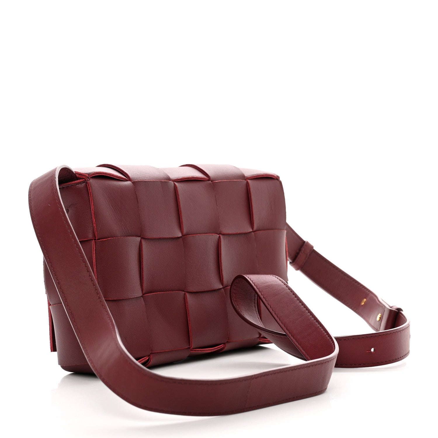 Bottega Veneta Lambskin Maxi Intrecciato Cassette Crossbody Bag Bordeaux 3 of 10