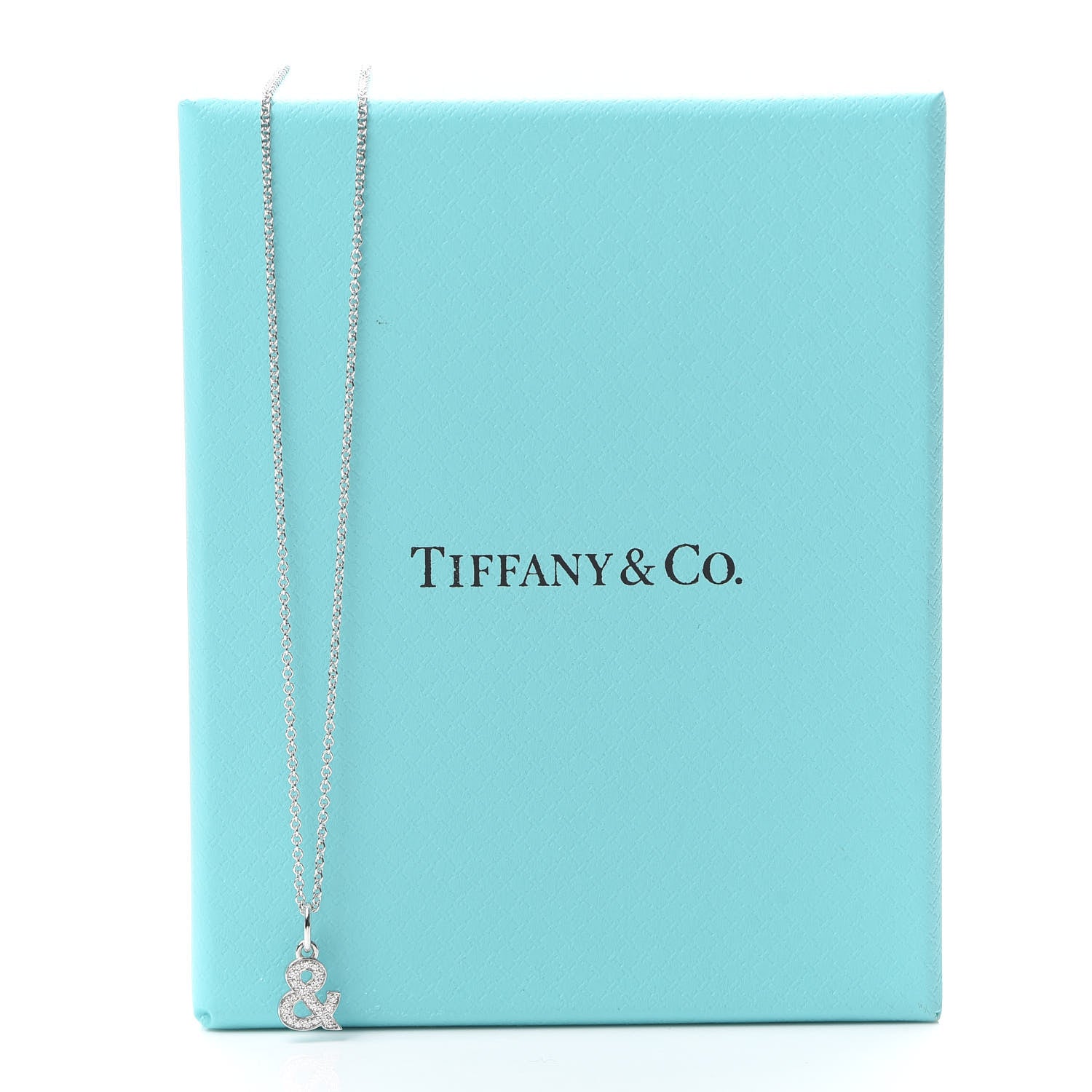 Tiffany 18K White Gold Diamond Medium Ampersand Pendant Necklace 5 of 5
