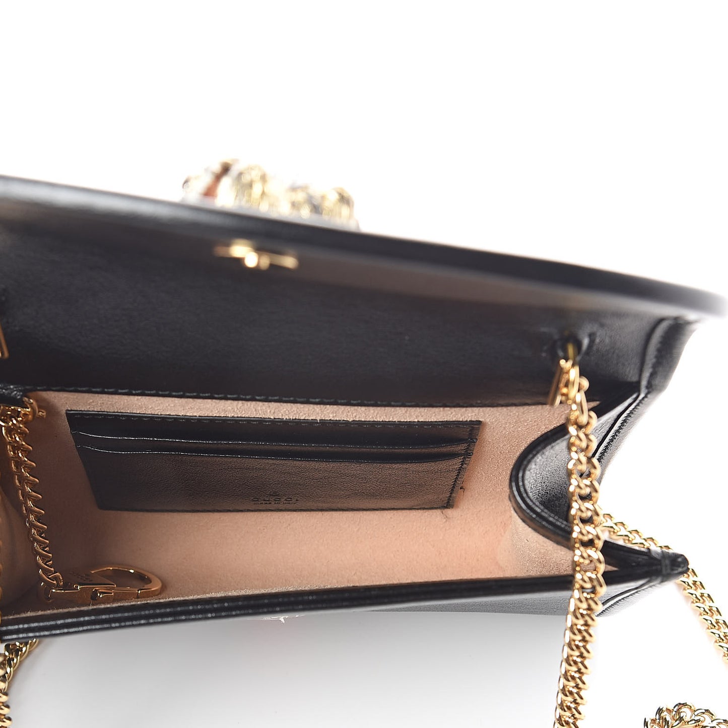 Textured Calfskin Web Mini Rajah Slim Flap Shoulder Bag Black