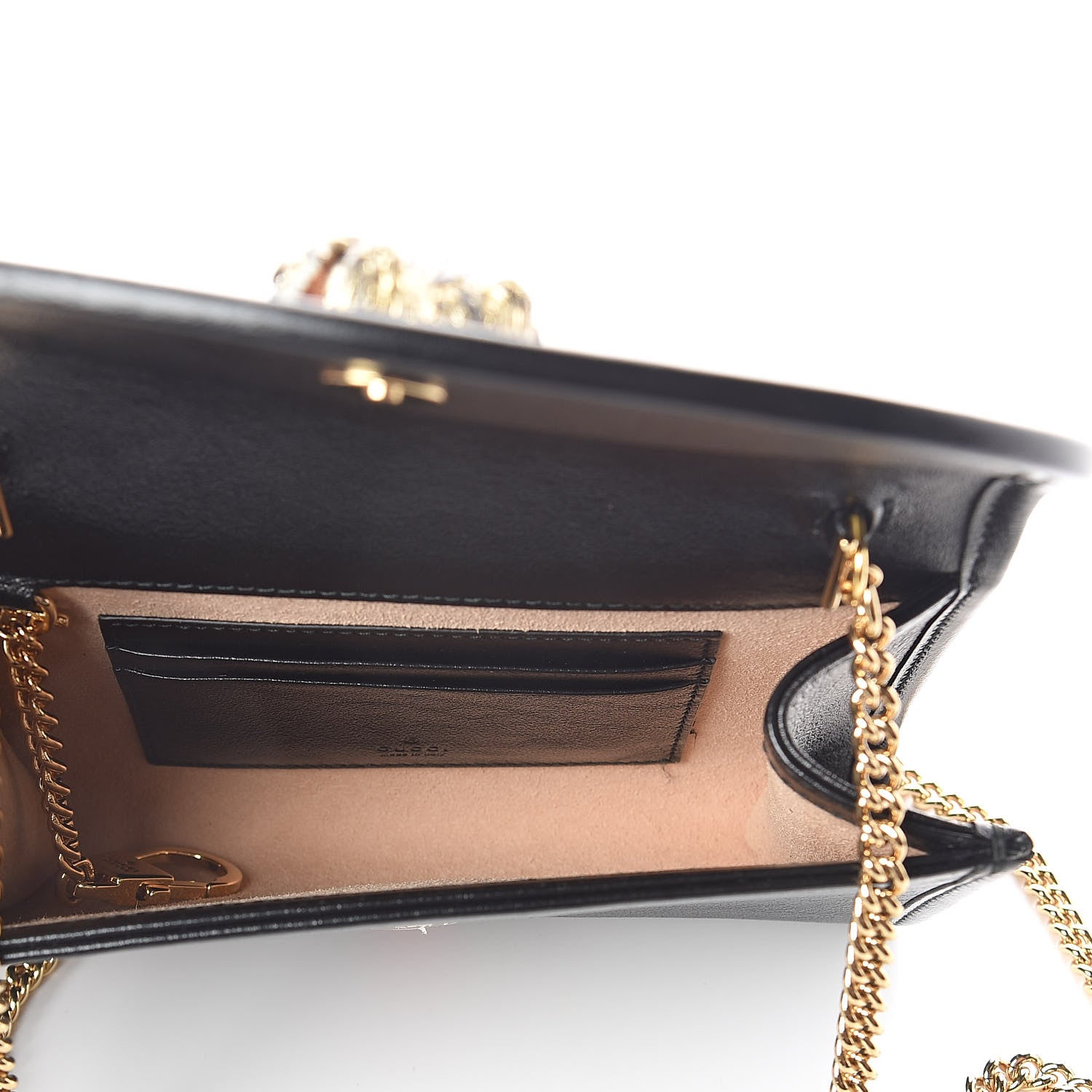 Gucci Textured Calfskin Web Mini Rajah Slim Flap Shoulder Bag Black 5 of 9