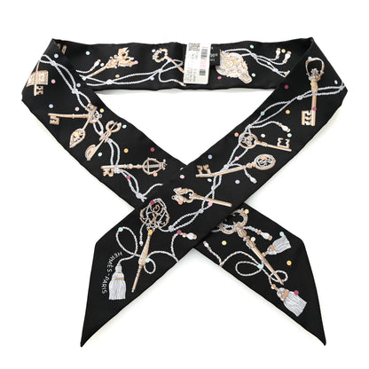 Hermes Silk Les Cles A Pois Twilly Black Beige Rose Multicolor 1 of 4