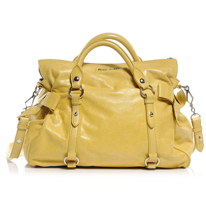 Miu Miu Leather Vitello Lux Bow Bag Polline 1 of 11