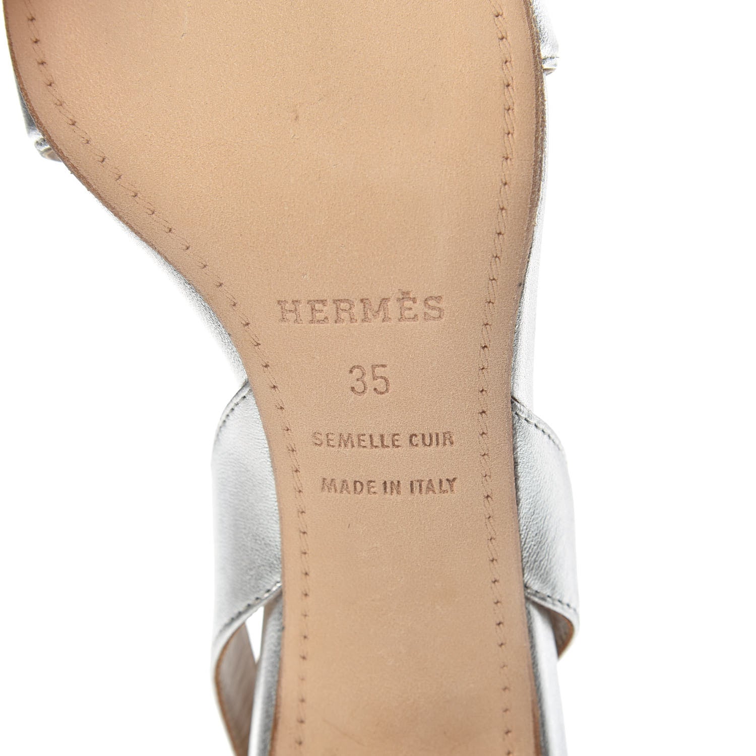 Hermes Metallic Nappa Night 70 Slingback Sandals 35 Argent 6 of 8