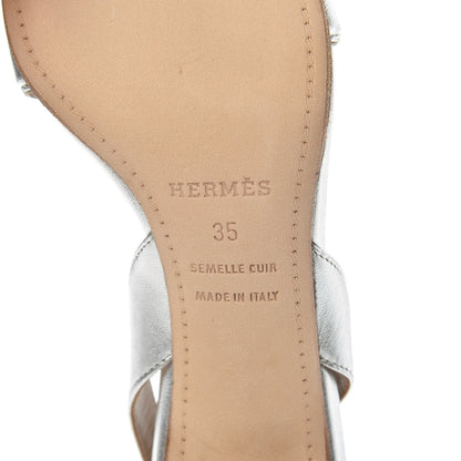 Hermes Metallic Nappa Night 70 Slingback Sandals 35 Argent 6 of 8