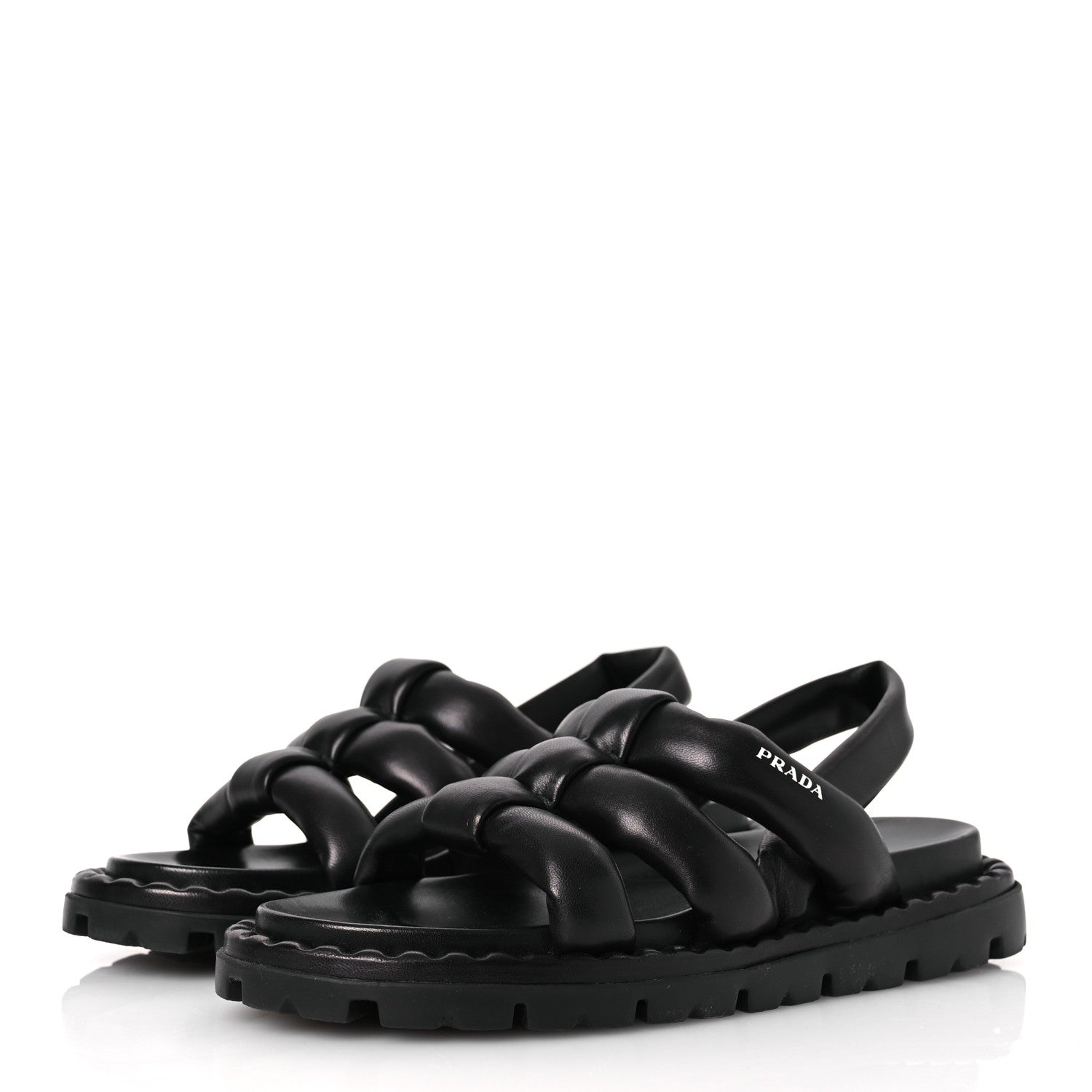 Prada Nappa Padded Blow 20mm Slingback Sandals 40 Black 4 of 12