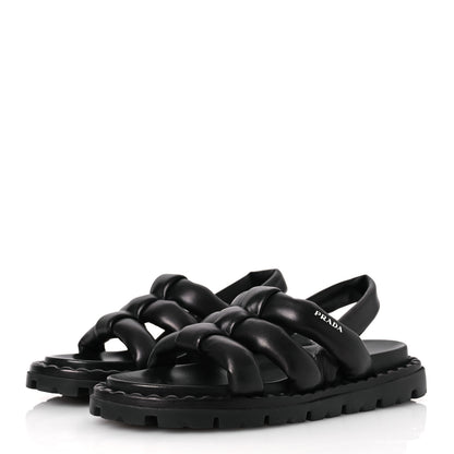 Prada Nappa Padded Blow 20mm Slingback Sandals 40 Black 4 of 12