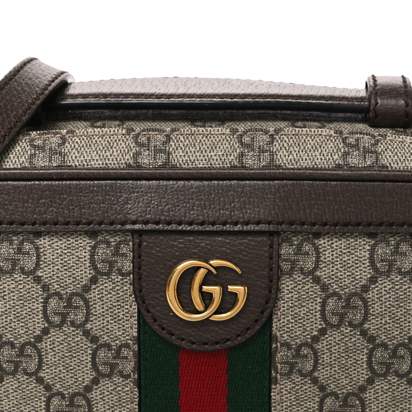 GG Supreme Monogram Web Small Ophidia Top Handle Shoulder Bag Brown