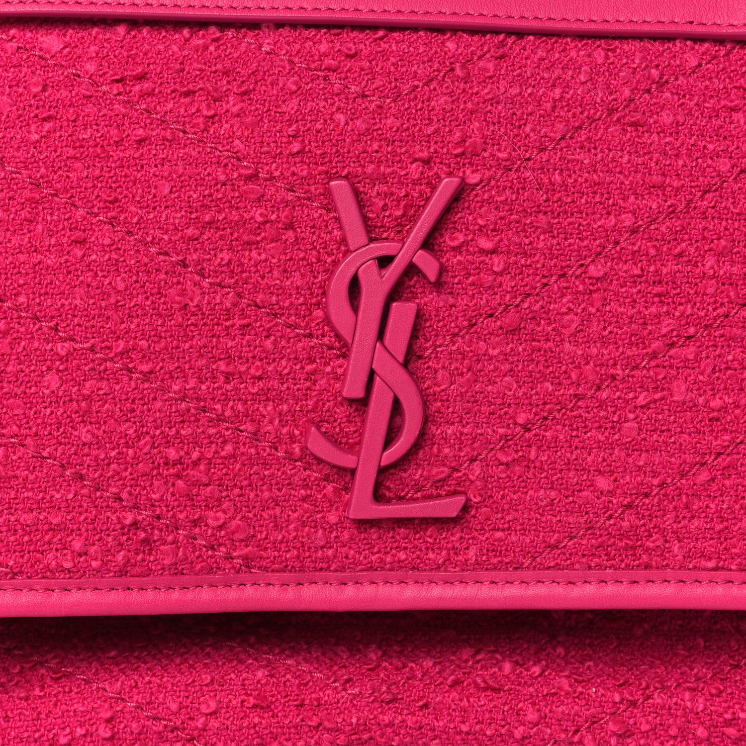 Saint Laurent Tweed Calfskin Matelasse Monogram Medium Niki Chain Satchel Magenta 7 of 9