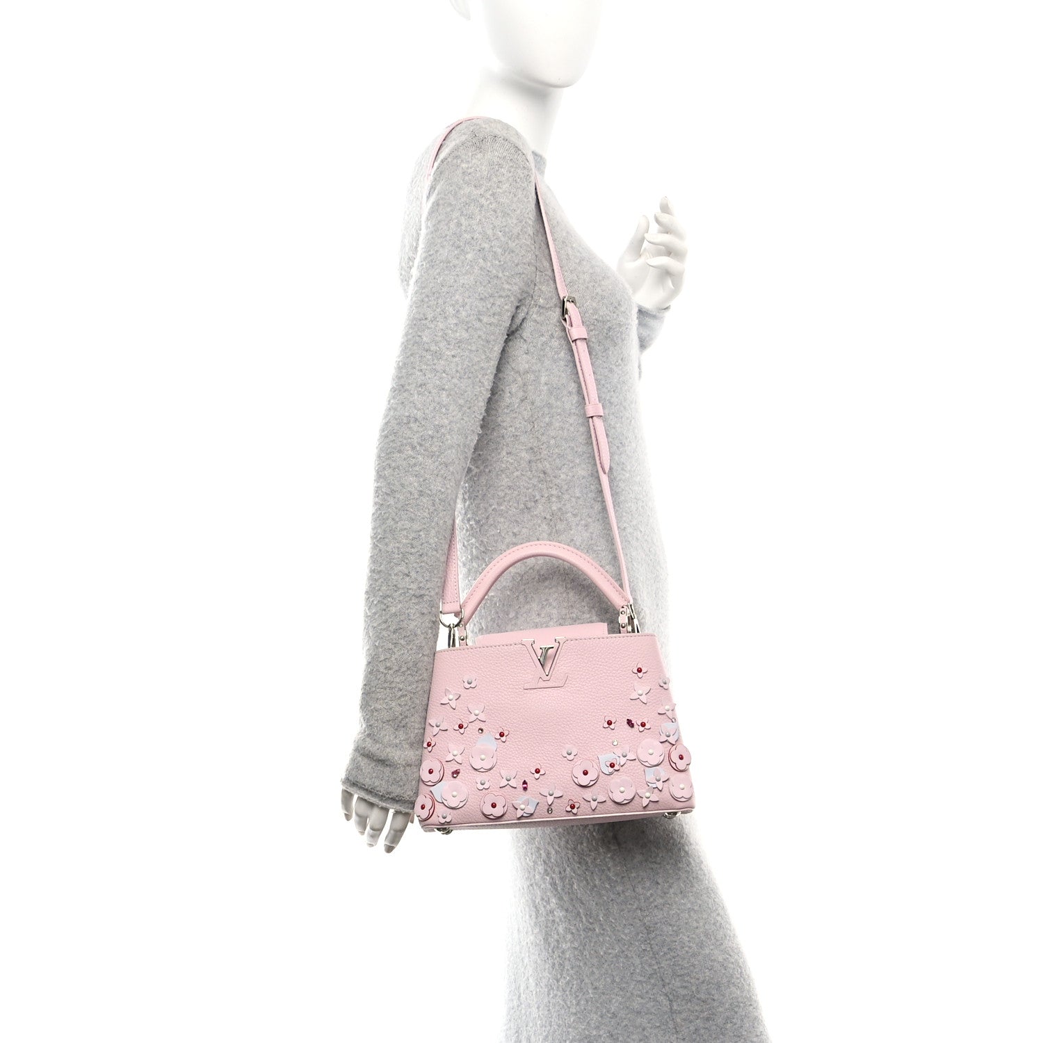 Louis Vuitton Taurillon Mechanical Flowers Capucines BB Magnolia 2 of 10