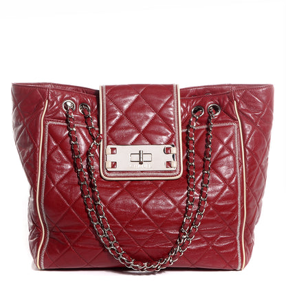 Chanel Lambskin Quilted North South Large Tote Red 1 of 8