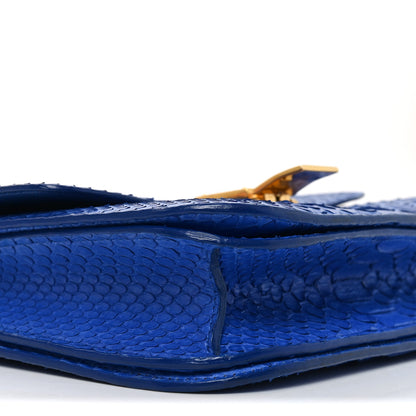 Celine Snakeskin Medium Classic Box Flap Blue 8 of 10