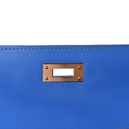 Hermes Swift Kelly Cut Clutch Pochette Bleu Zanzibar 13 of 23