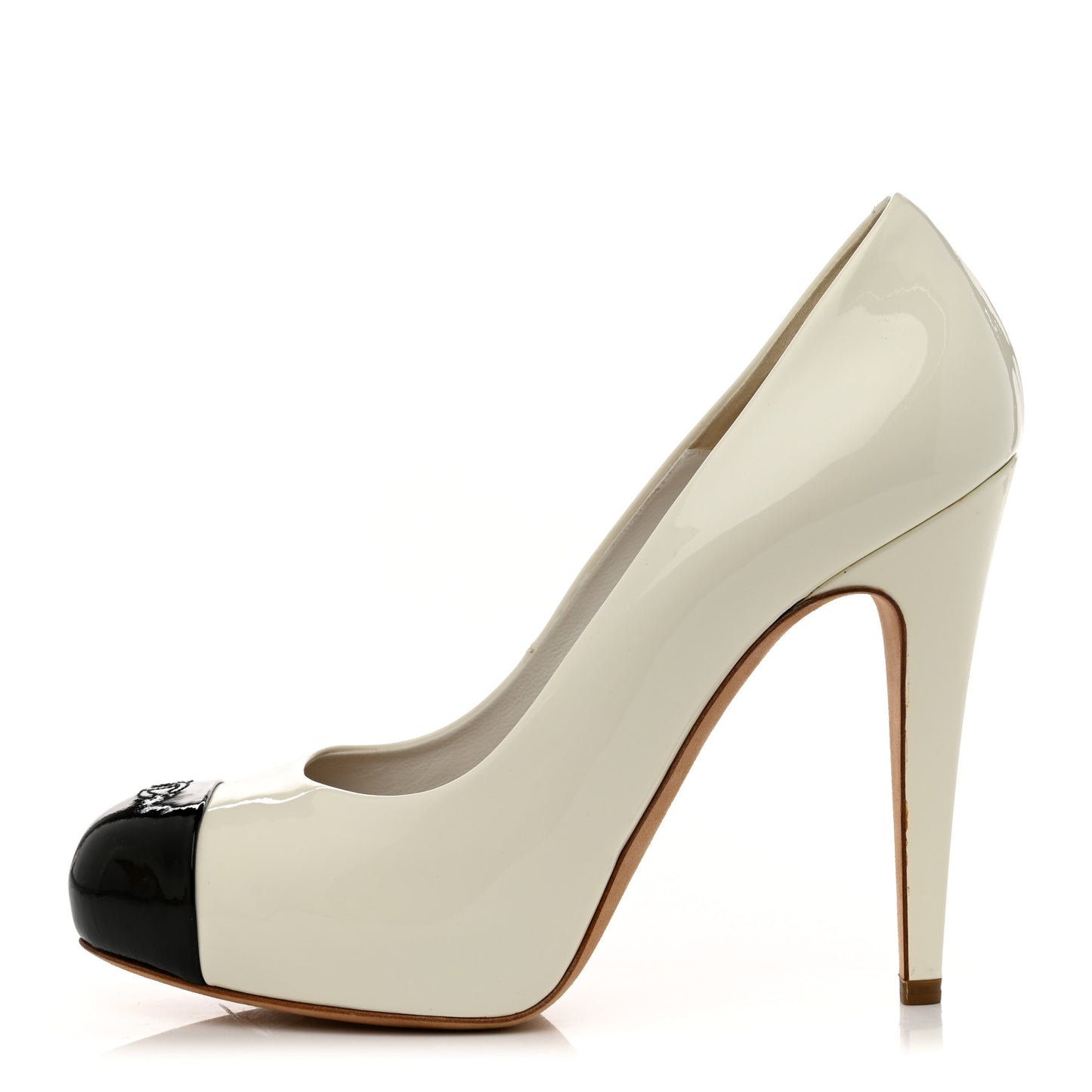 Patent Cap Toe CC Pumps 38.5 White Black