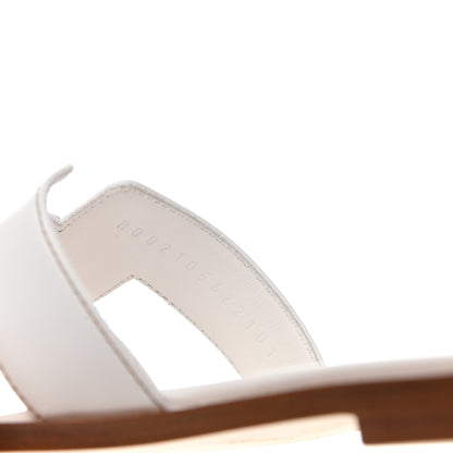 Hermes Box Calfskin Oran Sandals 37 White 8 of 9