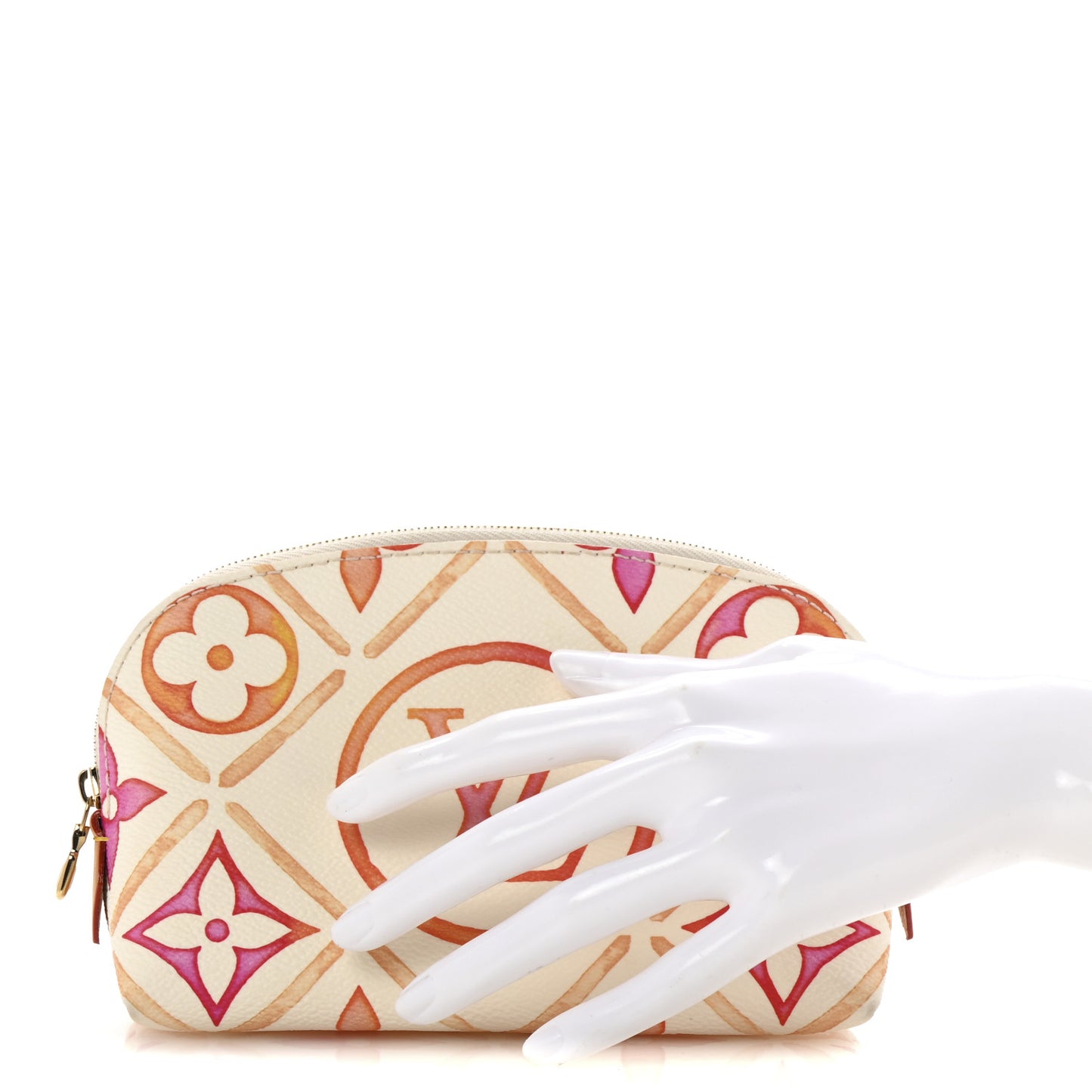 Monogram Tiles By The Pool Cosmetic Pouch Coral