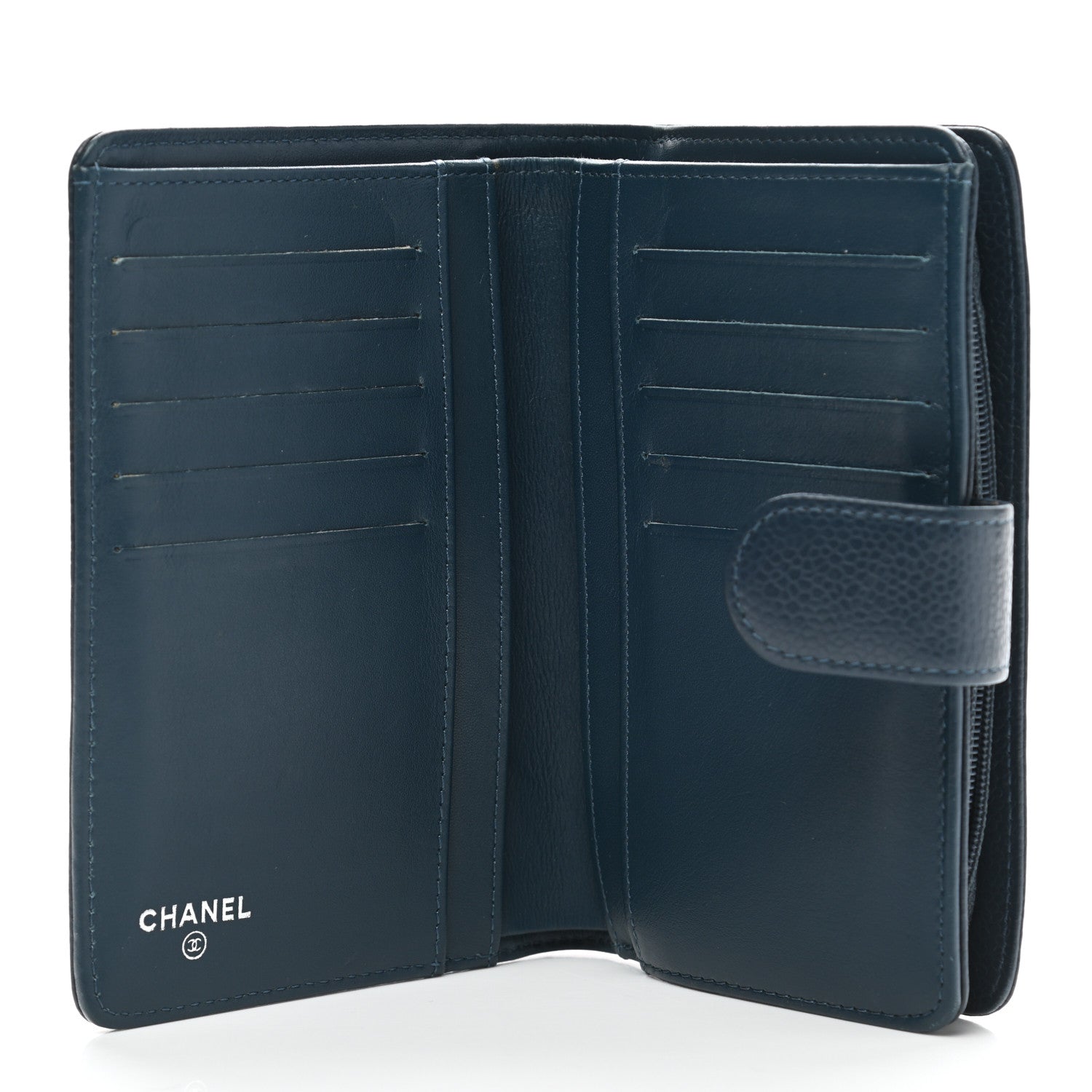 Chanel Caviar Timeless CC French Wallet Navy Blue 5 of 8