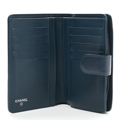 Chanel Caviar Timeless CC French Wallet Navy Blue 5 of 8